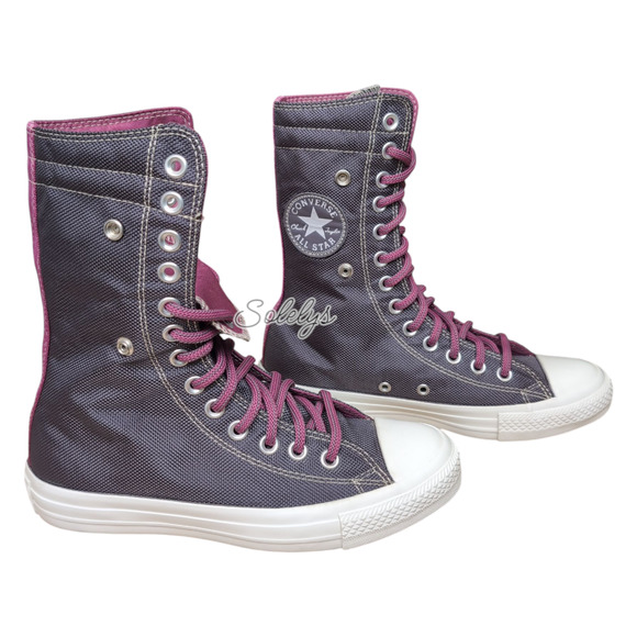 Converse CTAS 2012 RARE XHI 13 Eyelet Calf High Purple Foldover Sneaker Womens 7 - Picture 5 of 13